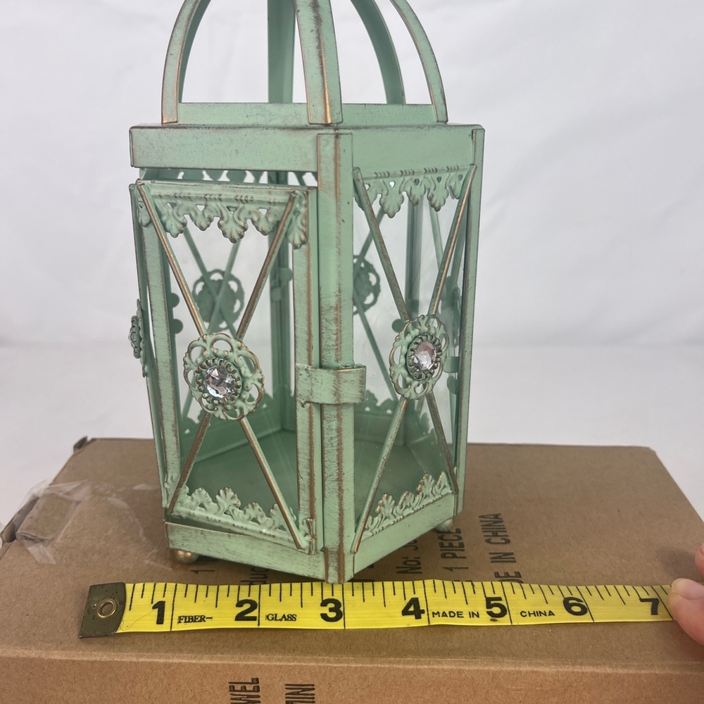 Pier 1 Imports Green Jewel Hexagon Mini Lantern NIB